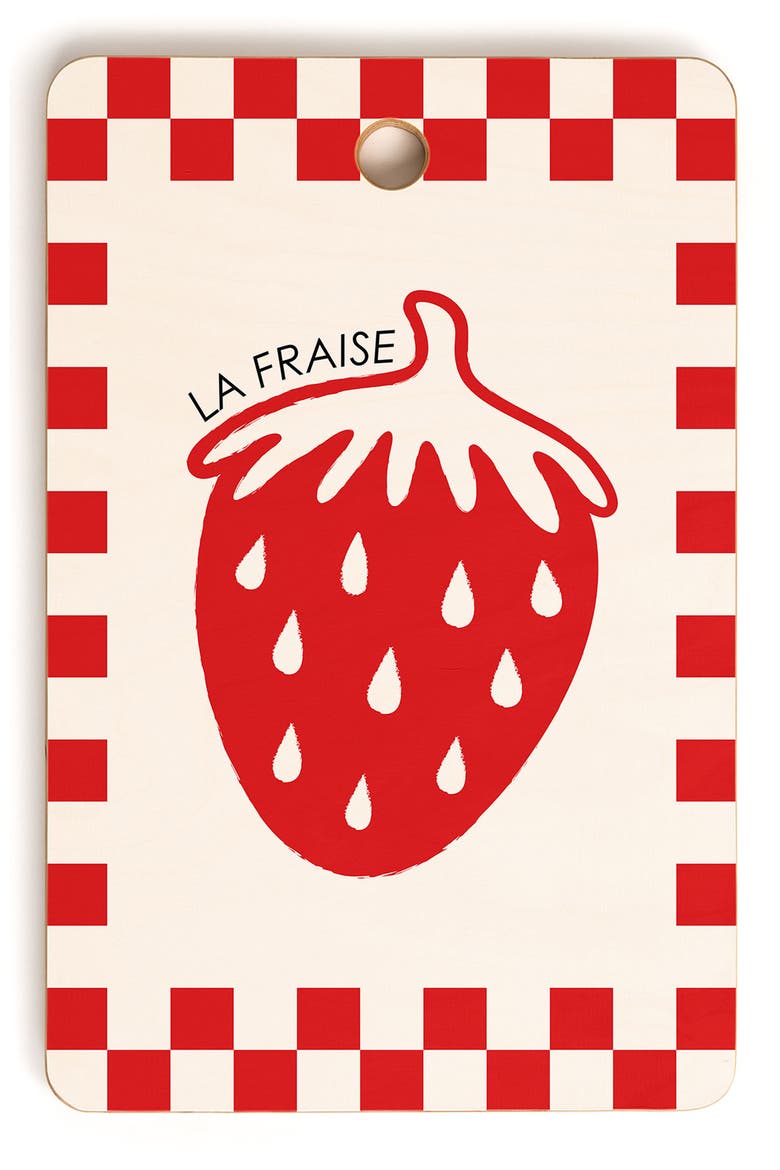 Cherry Checkered Wood Cutting Board, Main, color, CREAM