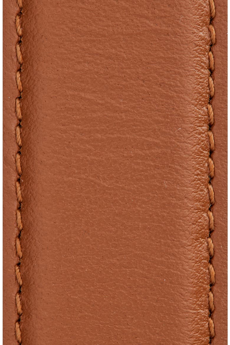 Slim Double Gancio Leather Belt, Alternate, color, NEW COGNAC