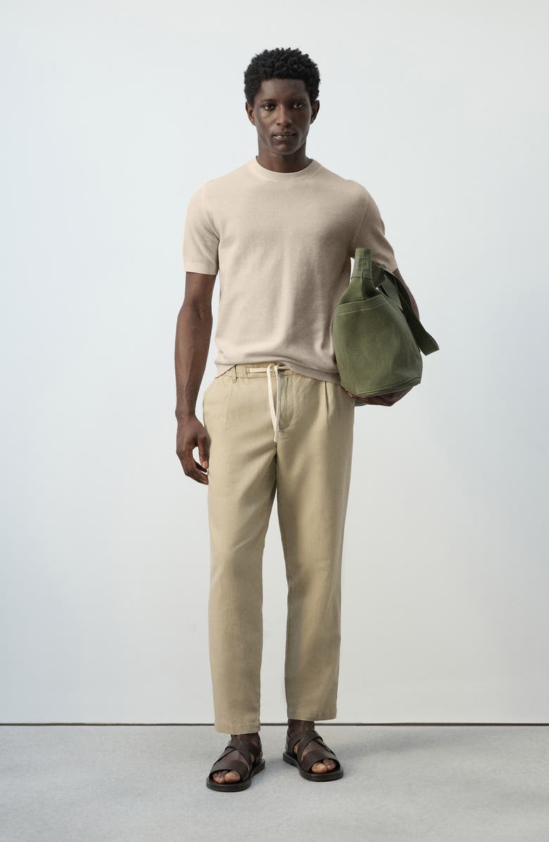 MANGO Fine Knit T-Shirt, Alternate, color, Beige