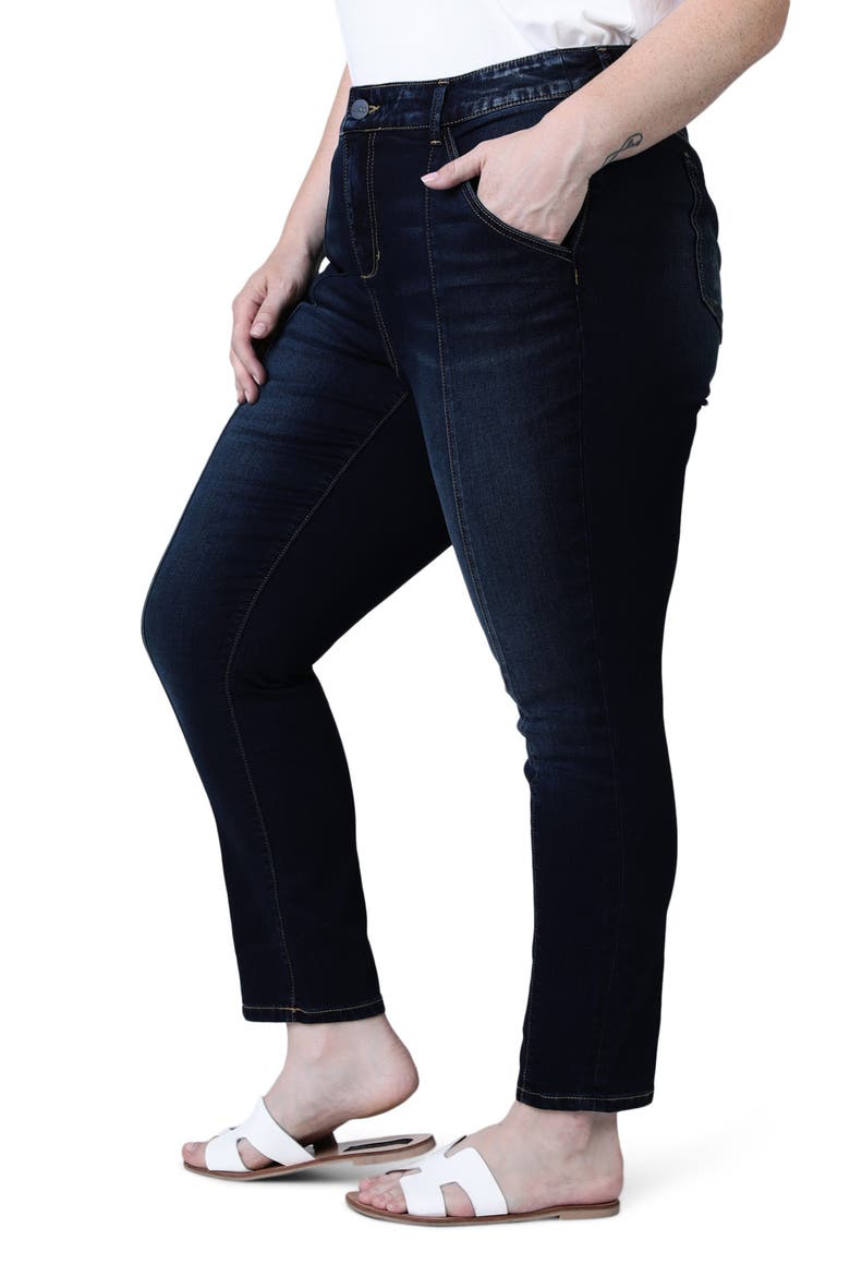 Pintuck High Waist Ankle Slim Jeans, Alternate, color, BRANDY