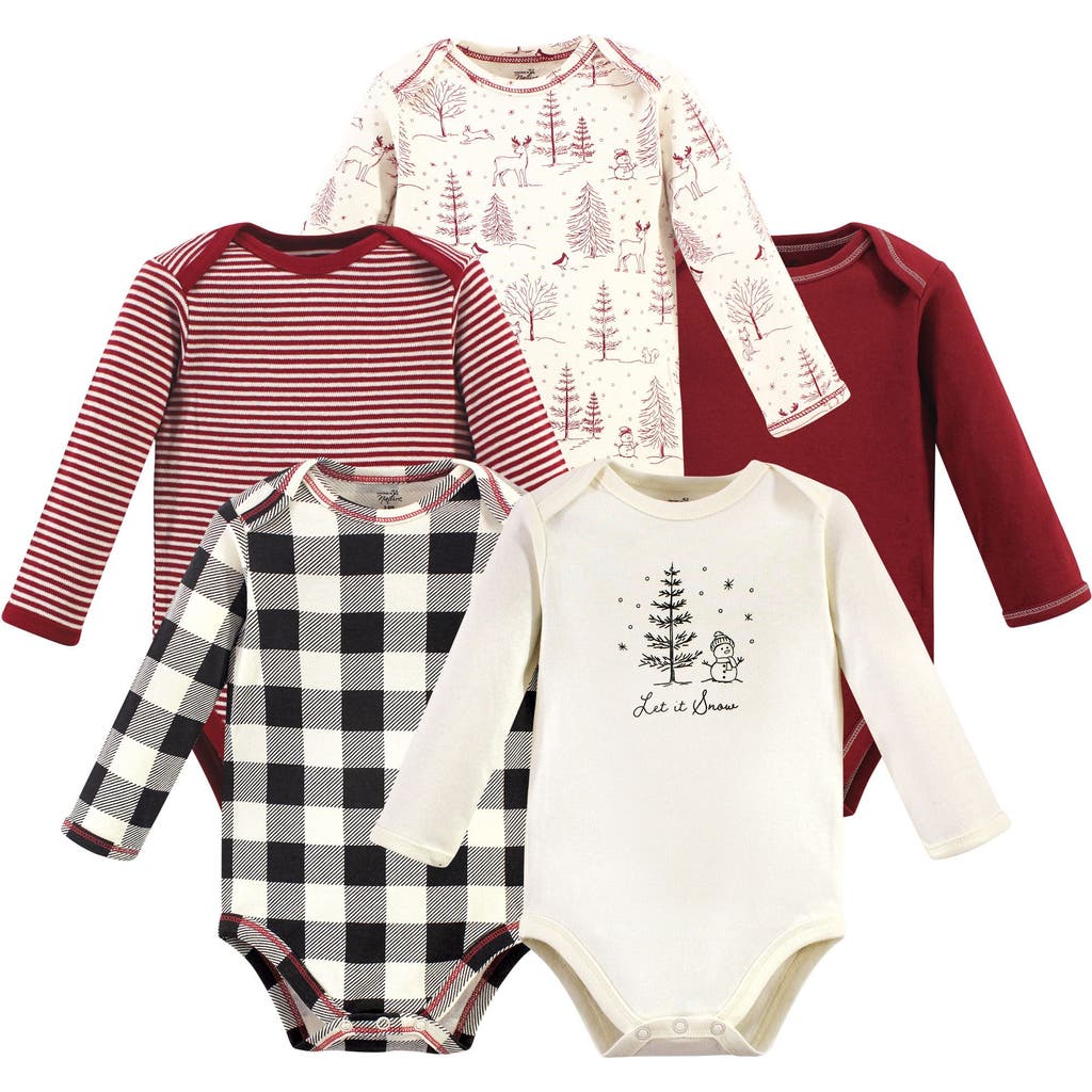 Touched By Nature Organic Cotton Long-sleeve Bodysuits In Multi