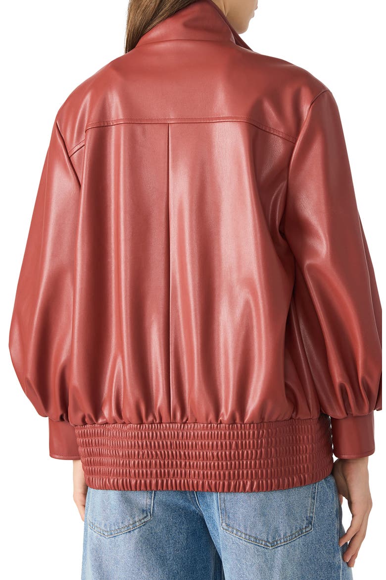Vee Faux Leather Jacket, Alternate, color, DUSTY BRICK