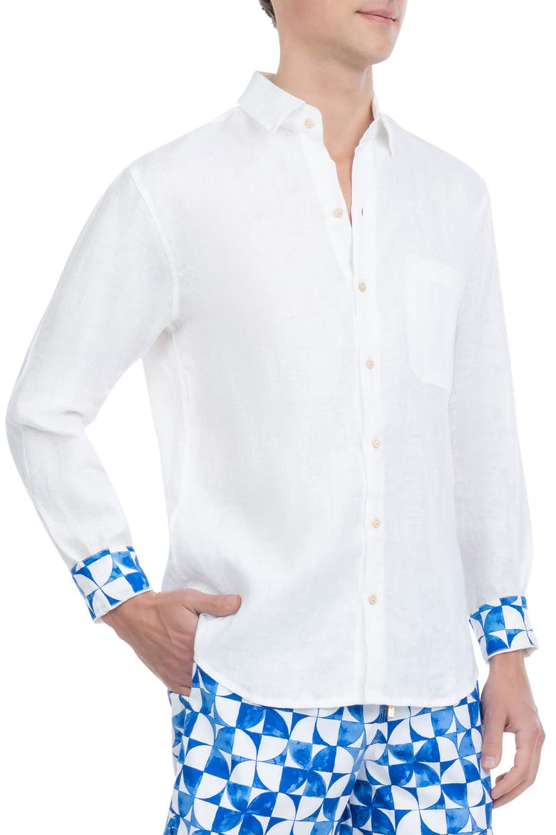 The Greece - Long Sleeve Linen Shirt, Alternate, color, White