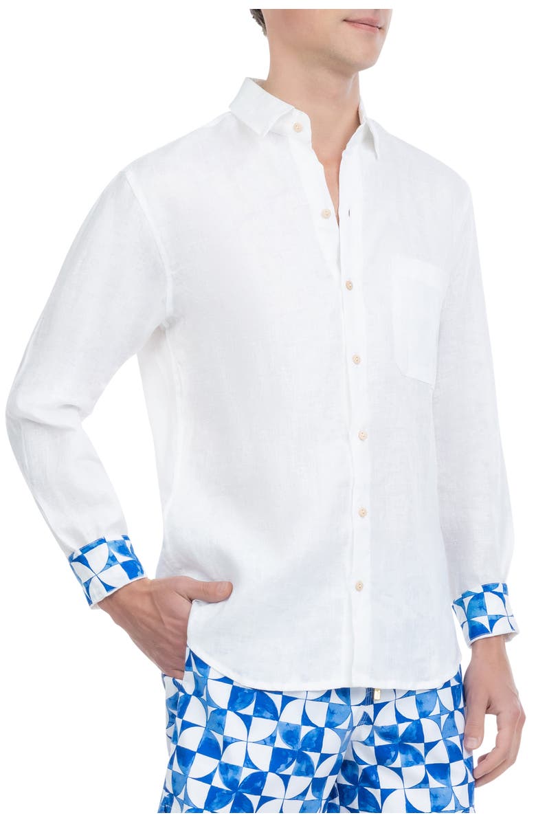 Kenny Flowers The Greece - Long Sleeve Linen Shirt, Alternate, color, White
