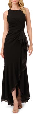 Adrianna Papell Ruffle Crepe Mermaid Gown
