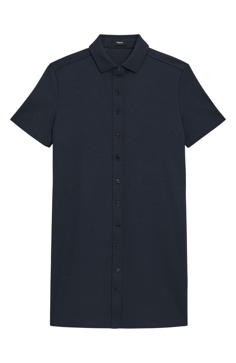 Theory Short Sleeve Piqué Shirtdress, Alternate, color, Nocturne Navy