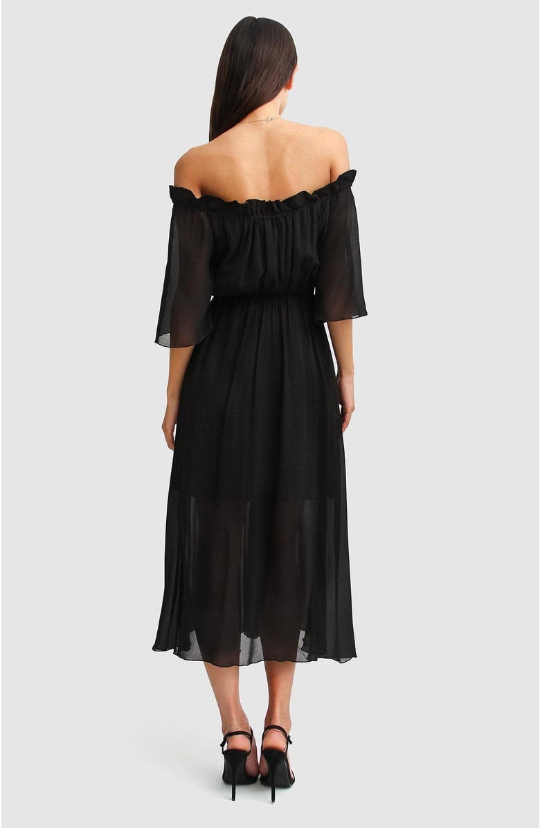 Belle & Bloom Amour Amour Ruffled Midi Dress, Alternate, color, Black