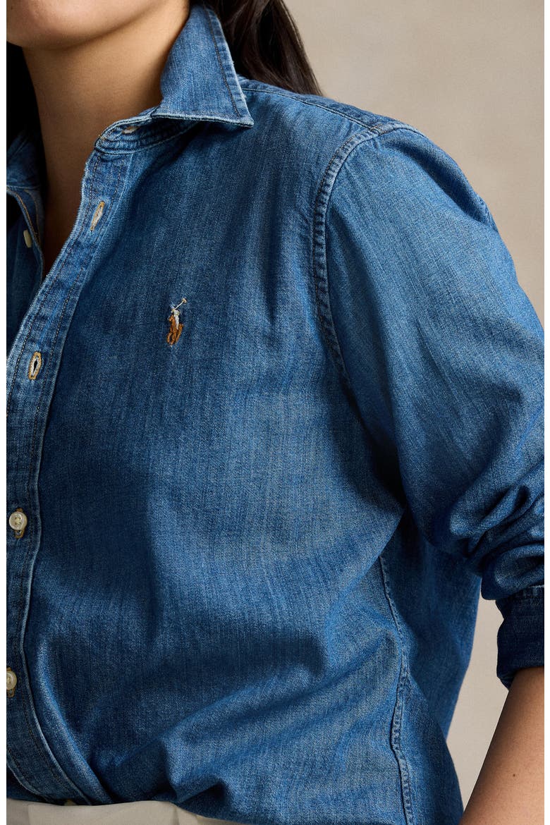 Denim Button-Up Shirt, Alternate, color, MERCED WASH