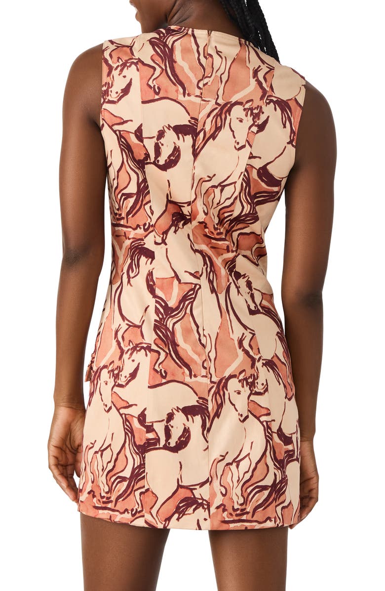 Steve Madden Averi Equestrian Print Sleeveless Minidress, Alternate, color, Sorrel Horse