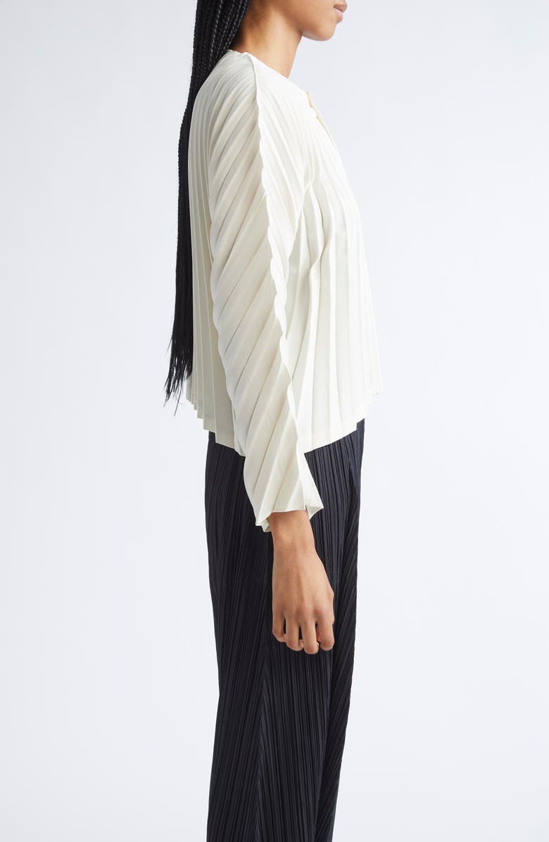 Pleats Please Issey Miyake Circular Pleated Cardigan, Alternate, color, Off White