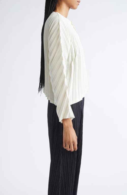 Issey Miyake Pleats Please  Circular Pleated Cardigan In White
