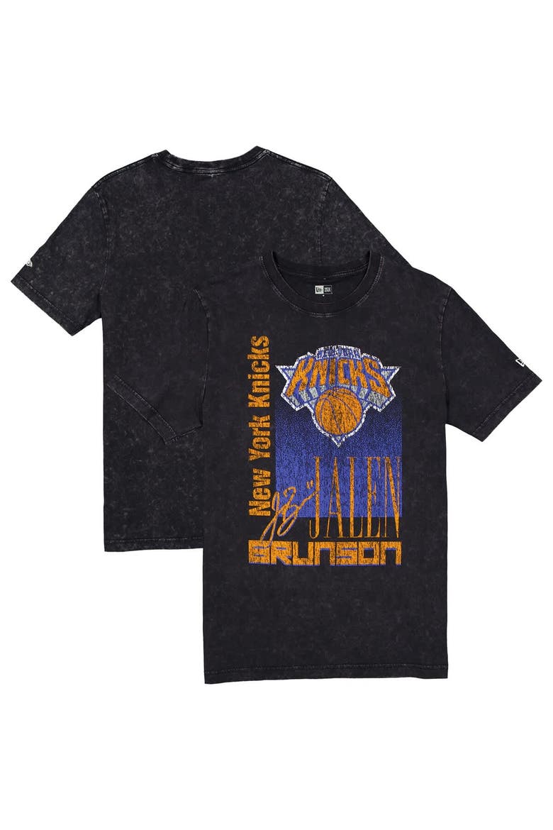 Men's New Era Jalen Brunson Black New York Knicks Full Court Press Mineral Wash Player T-Shirt, Main, color, Black