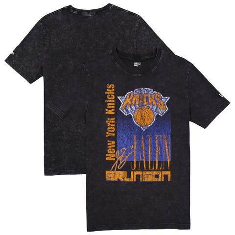 Men's New Era Jalen Brunson Black New York Knicks Full Court Press Mineral Wash Player T-Shirt