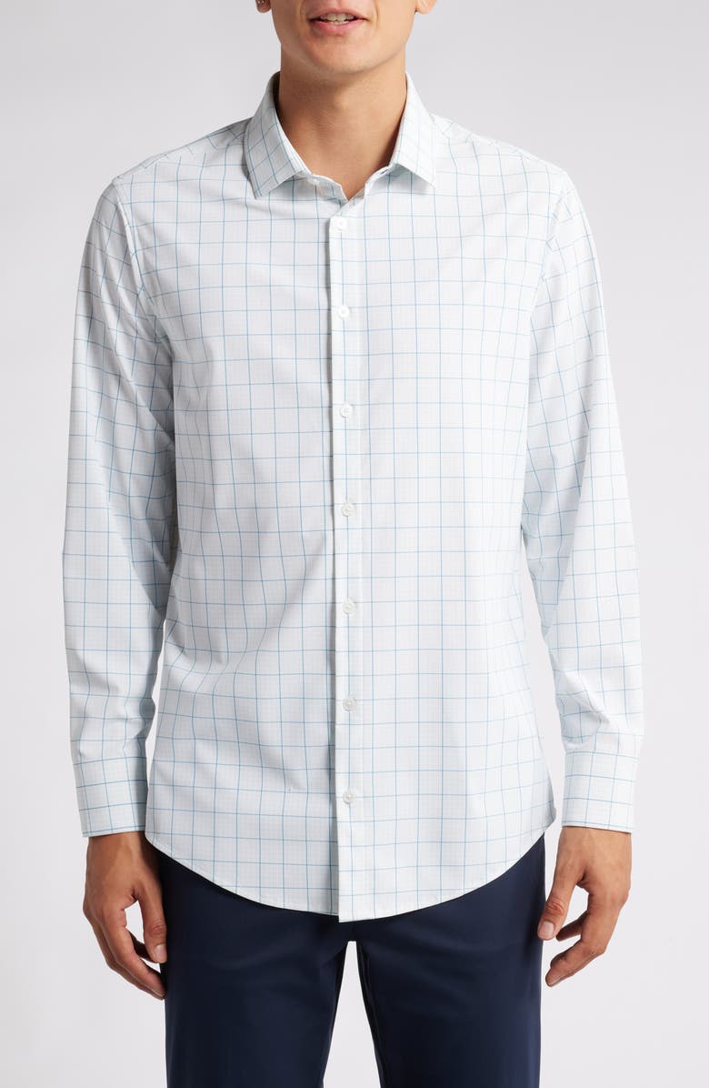 Mizzen+Main Leeward Trim Fit Check Performance Button-Up Shirt, Main, color, 