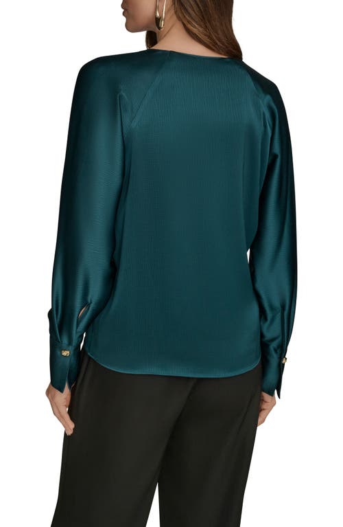 Donna Karan New York Hammered Satin Top In Green