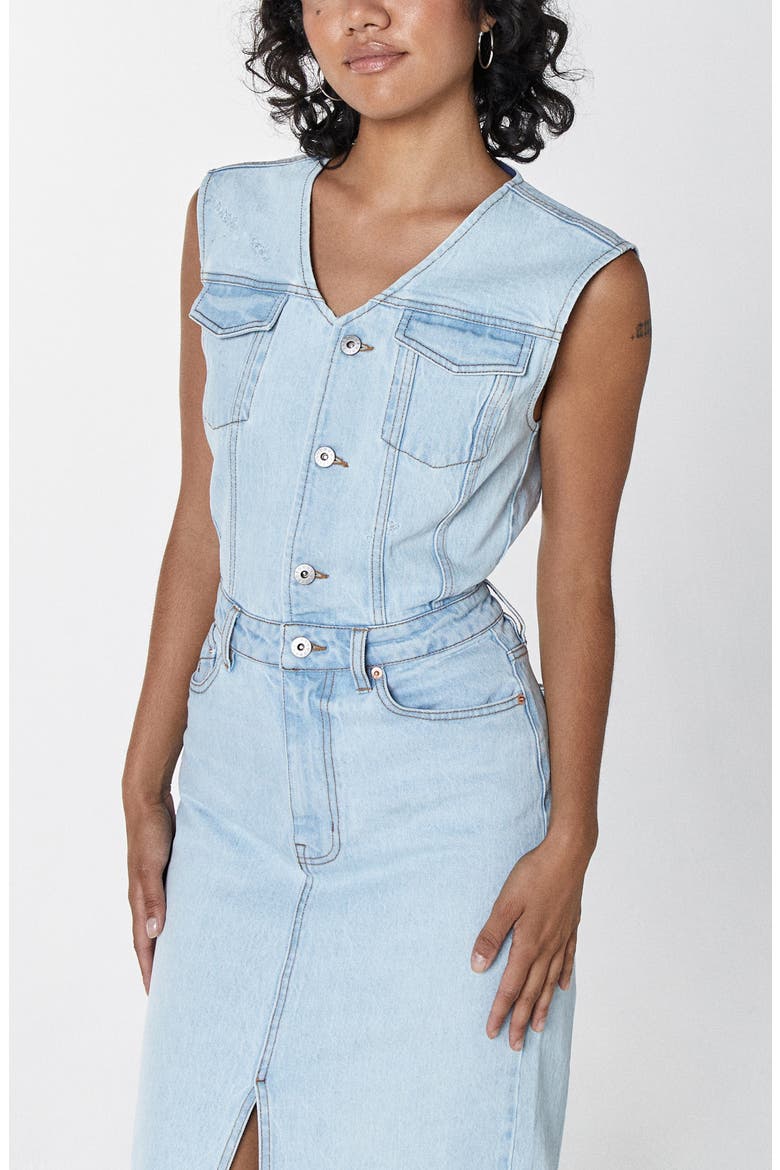 Wyatt Twin Flame Denim Maxi Dress, Alternate, color, LIGHT BLUE