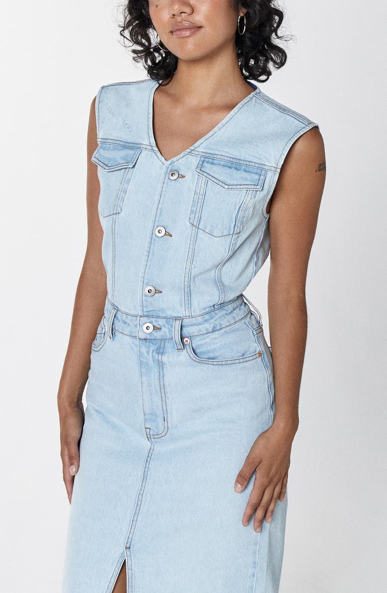 Unpublished Wyatt Twin Flame Denim Maxi Dress, Alternate, color, Light Blue