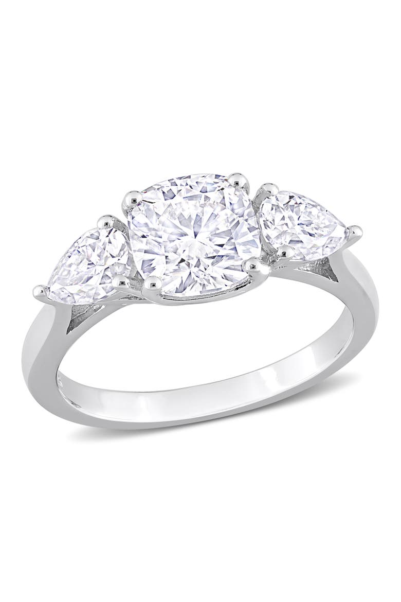 3CT DEW Moissanite 3-Stone Ring, Main, color, Sterling Silver