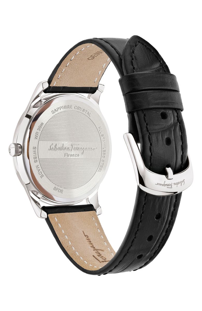 FERRAGAMO Salvatore Ferragamo Slim Leather Strap Watch, 40mm, Alternate, color,