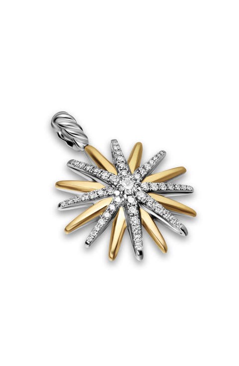 Starburst Amulet in Sterling Silver with 18K Yellow Gold with Diamonds, 25mm