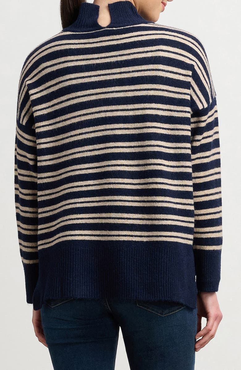 Hatley Double Stripe Mock Neck Sweater, Alternate, color, Navy And Camel Stripe