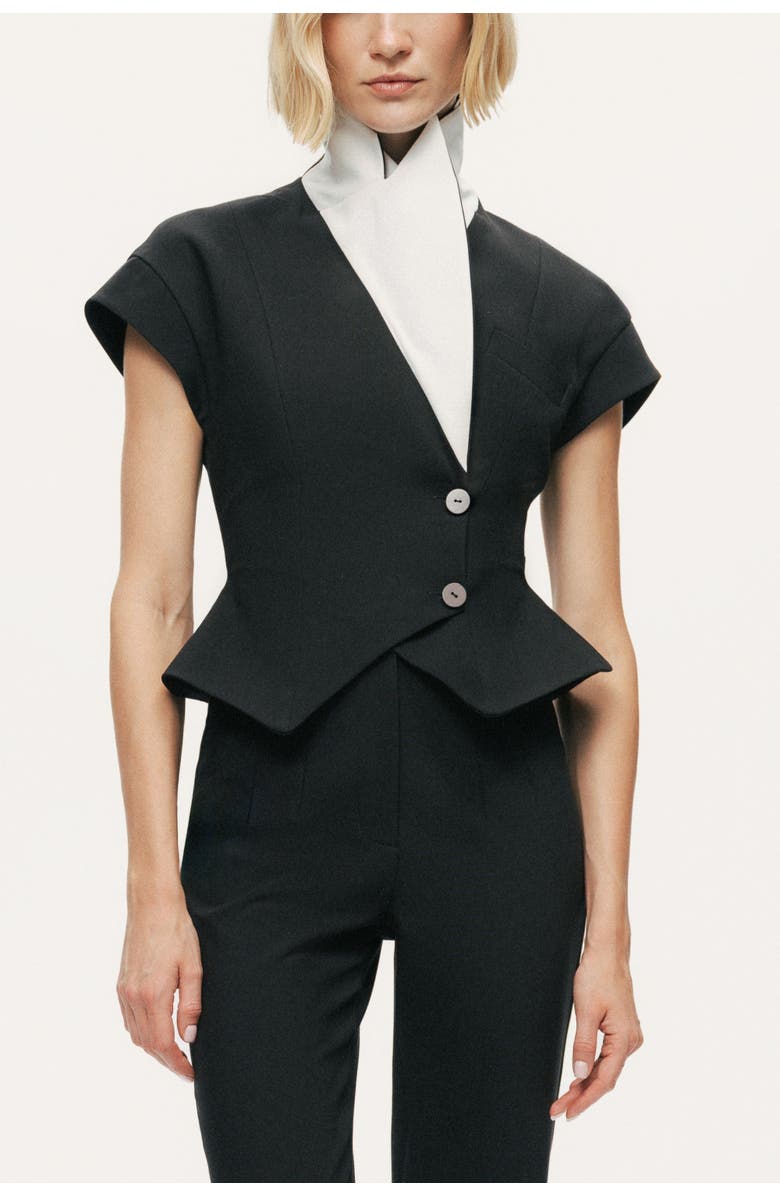 Nocturne Fitted Tailored Vest, Main, color, Black