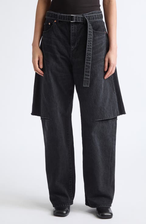Sliced Belted Denim Jeans