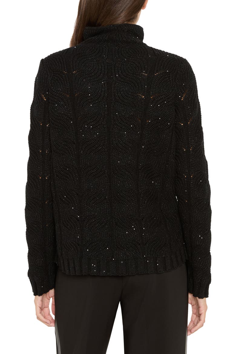 Sparkle Cable Stitch Cotton Blend Sweater, Alternate, color, BLACK ONYX