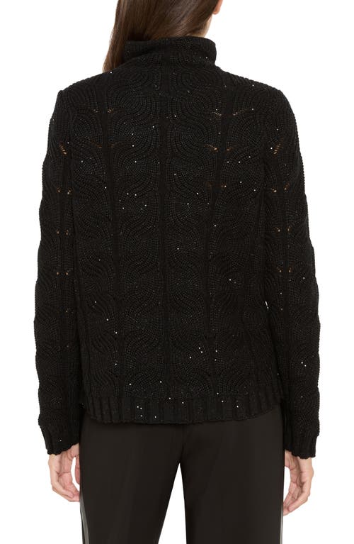 Nic + Zoe Nic+zoe Cable Knit Sparkle Sweater In Black