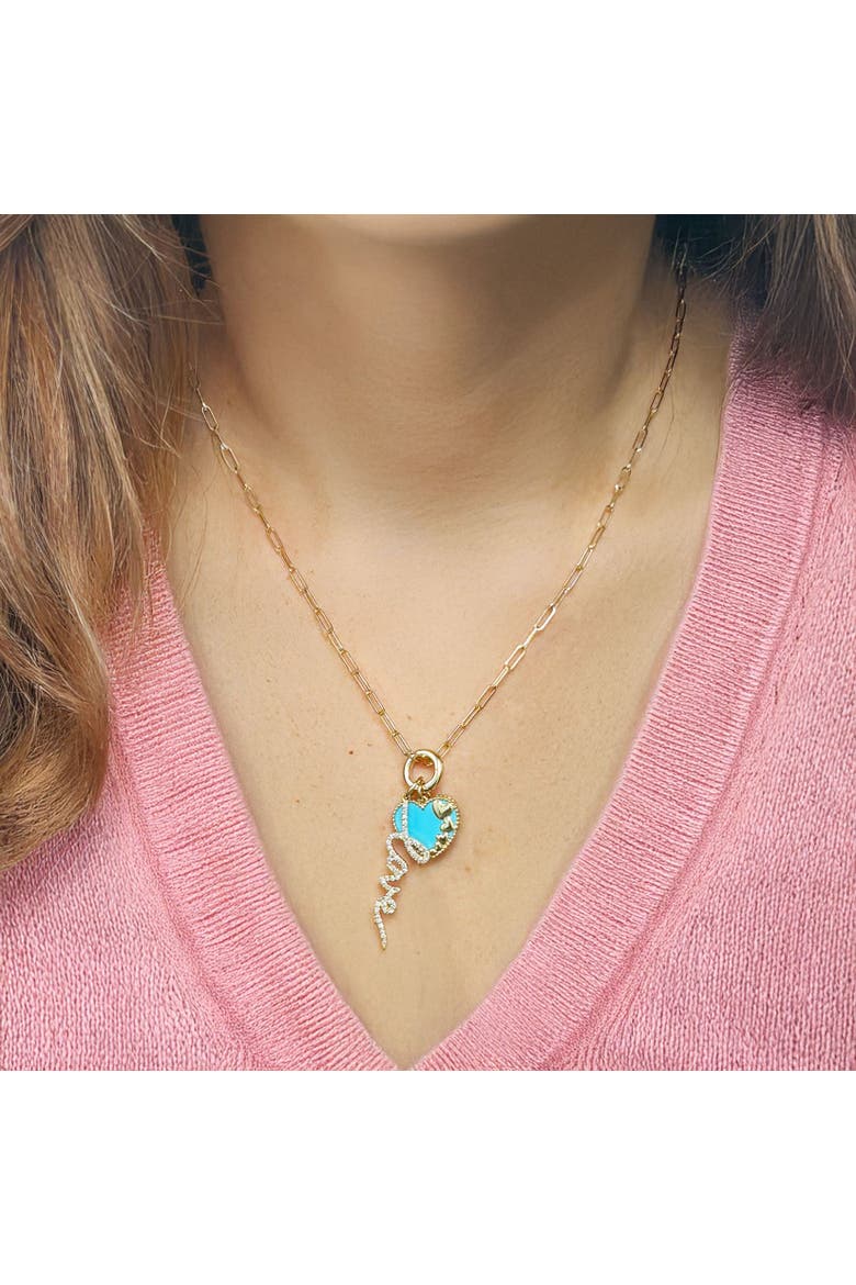 Diamond Script Love Charm, Alternate, color, Yellow Gold