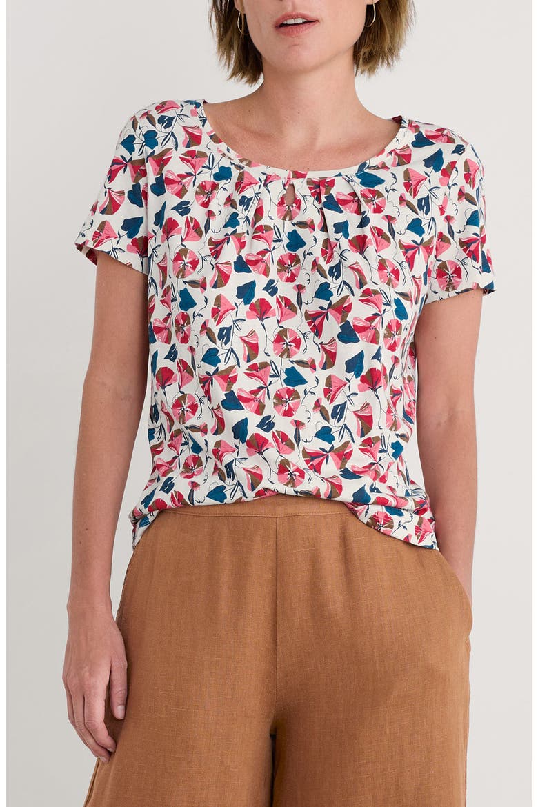 Appletree Keyhole T-Shirt, Main, color, PARASOL FLORAL CHALK