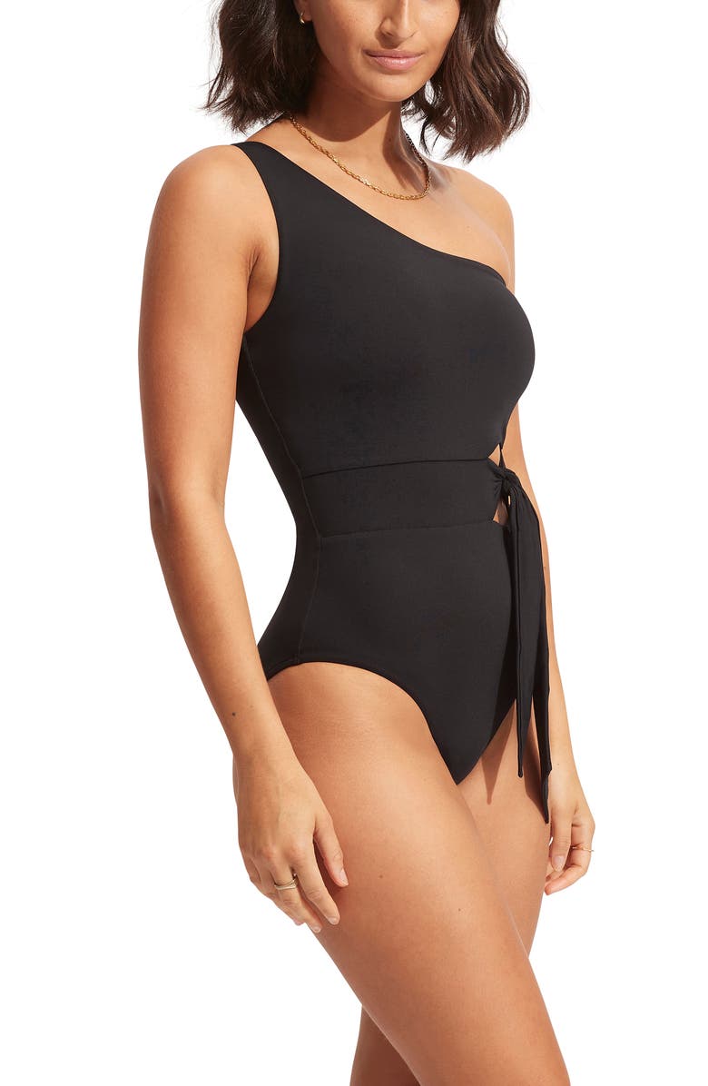 Seafolly Collective Tie Waist One-Piece Swimsuit, Alternate, color, 