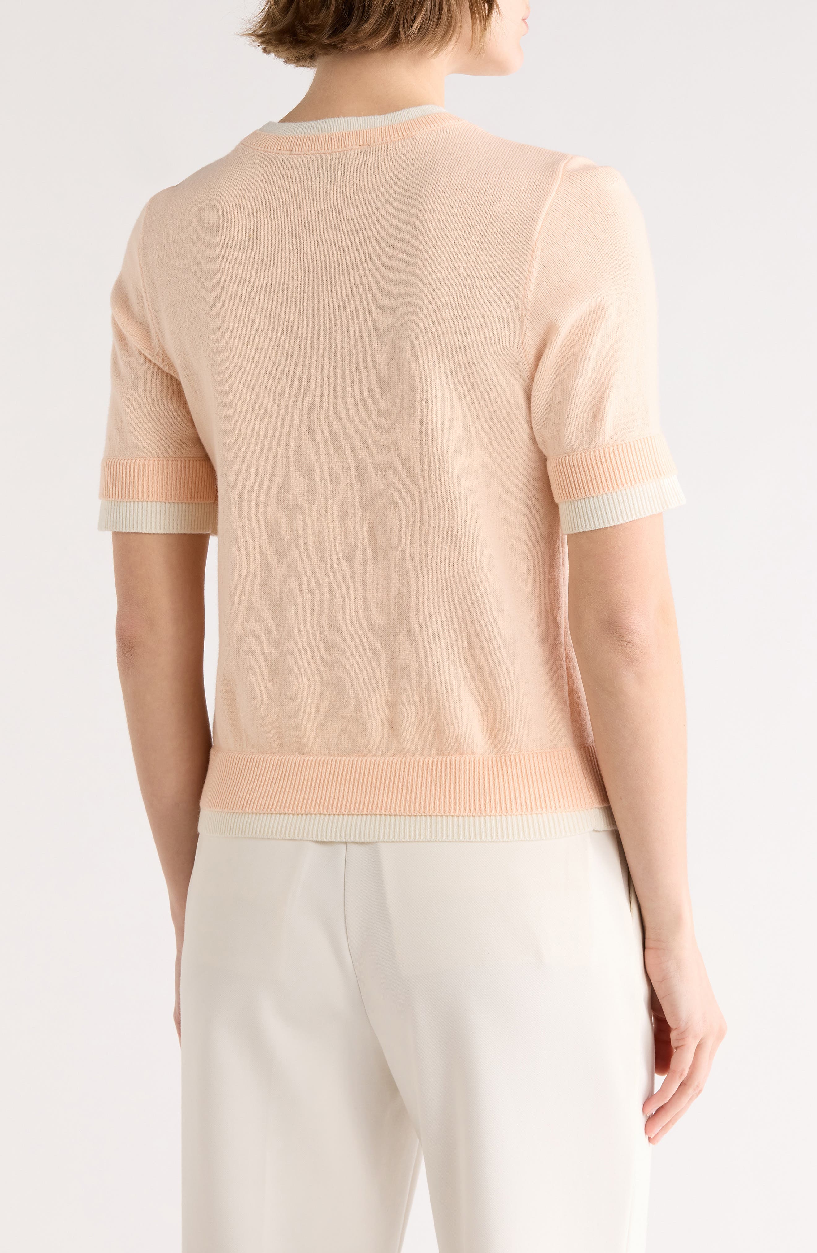 Layered Crewneck Short Sleeve Sweater - image 2