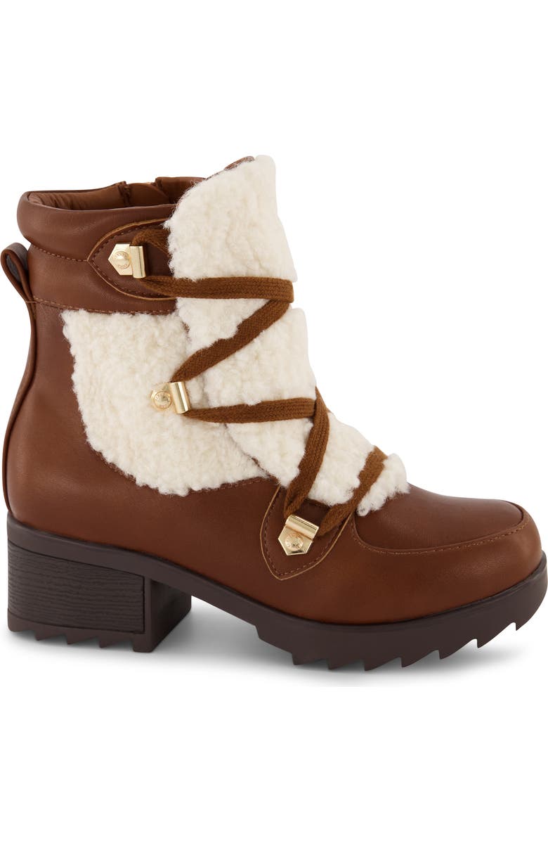 Kenneth Cole Kids' Terri Faux Shearling Hiker Boot, Alternate, color, Cognac