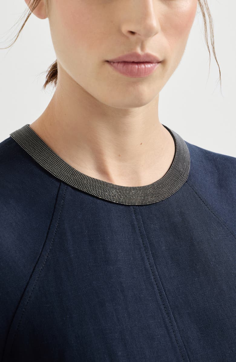 Brunello Cucinelli Twill dress with monili, Alternate, color, Blue