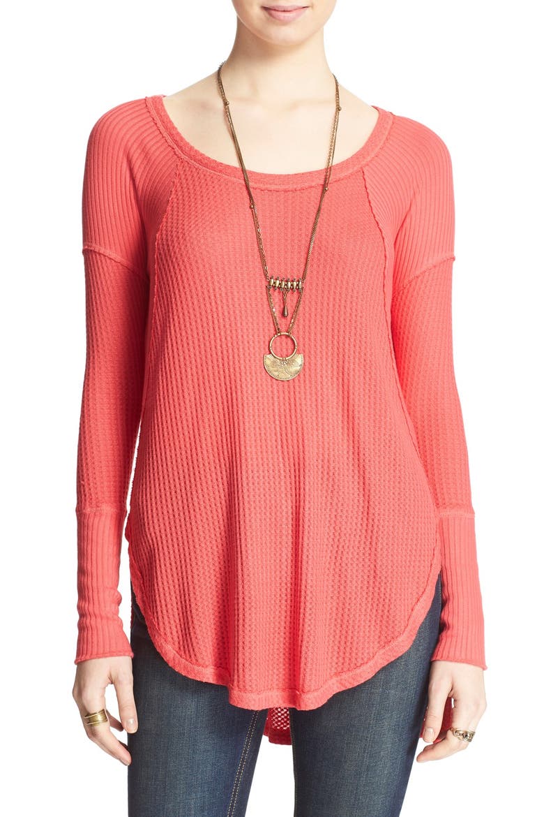 'Ventura' High/Low Thermal Top, Main, color, POPPY