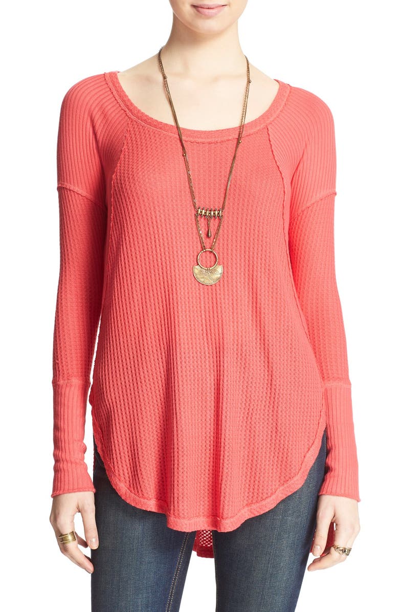 Free People 'Ventura' High/Low Thermal Top, Main, color, Poppy