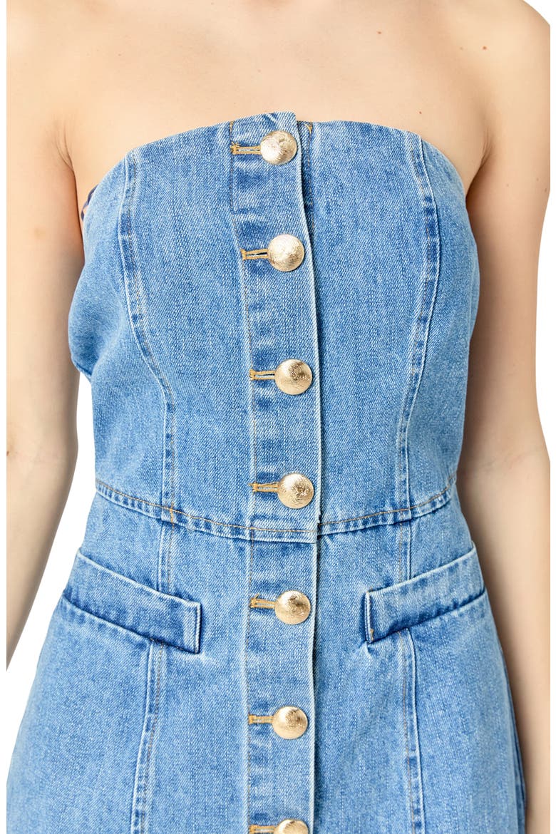 Denim Tube Minidress, Alternate, color, DARK DENIM