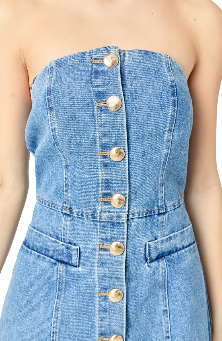 English Factory Denim Tube Minidress, Alternate, color, Dark Denim