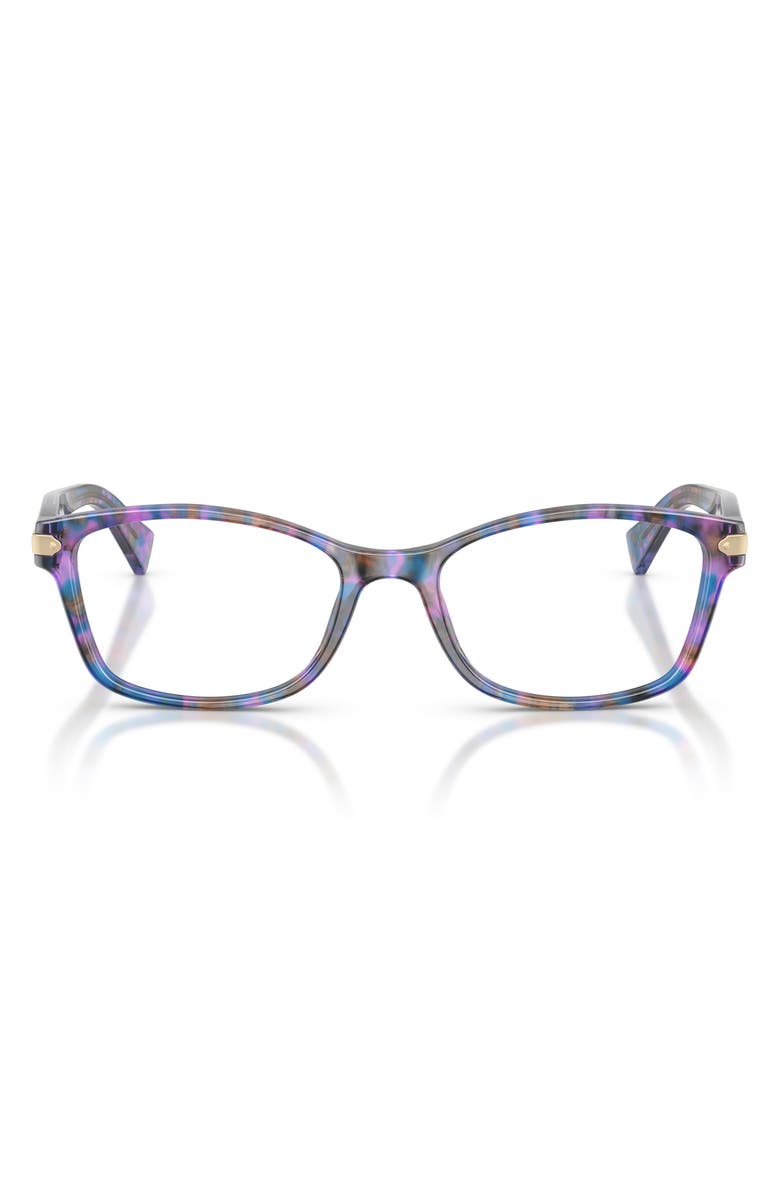 COACH 53mm Rectangular Optical Glasses, Main, color, Purple Confetti / Demo Lens
