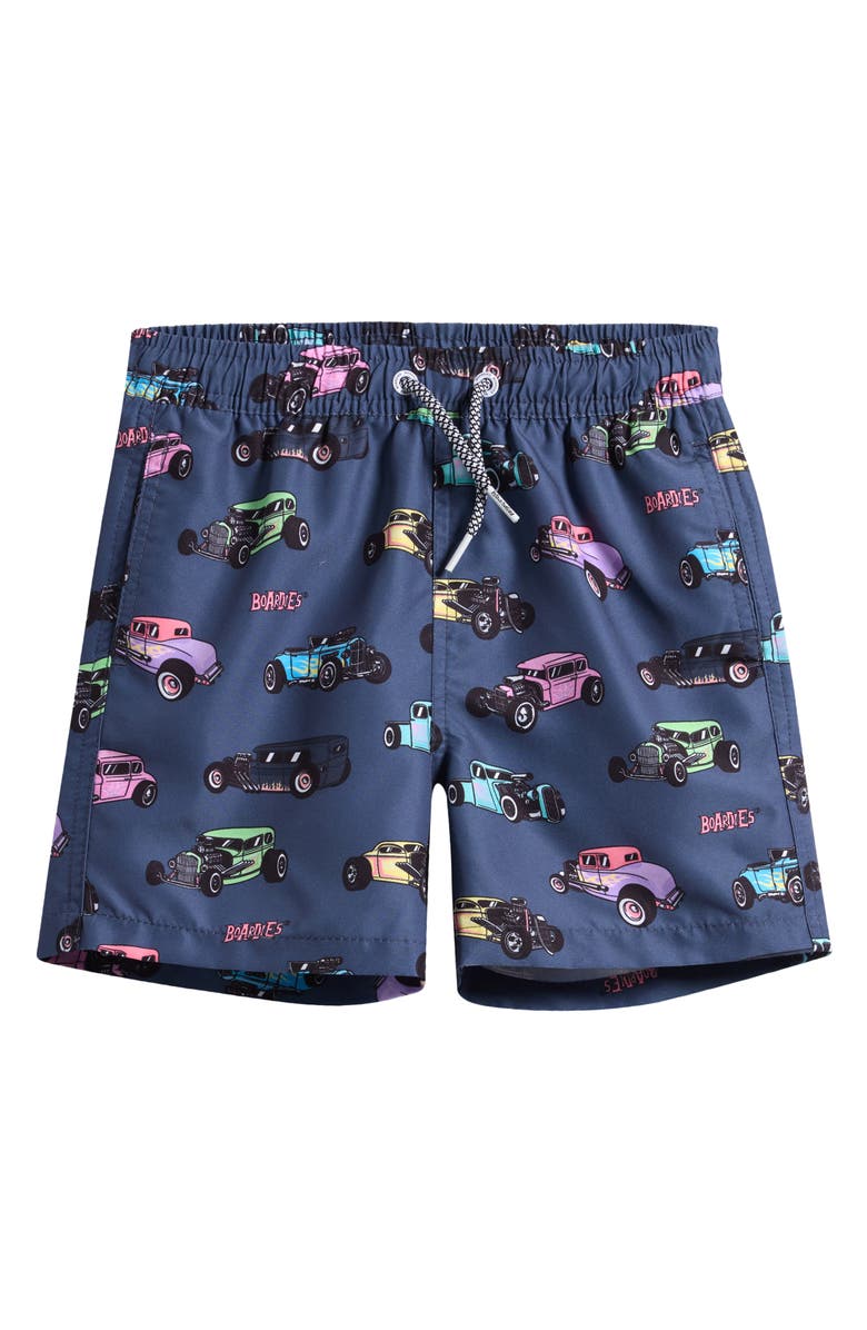 Boardies Kids' Car Print Swim Trunks, Main, color, Grey