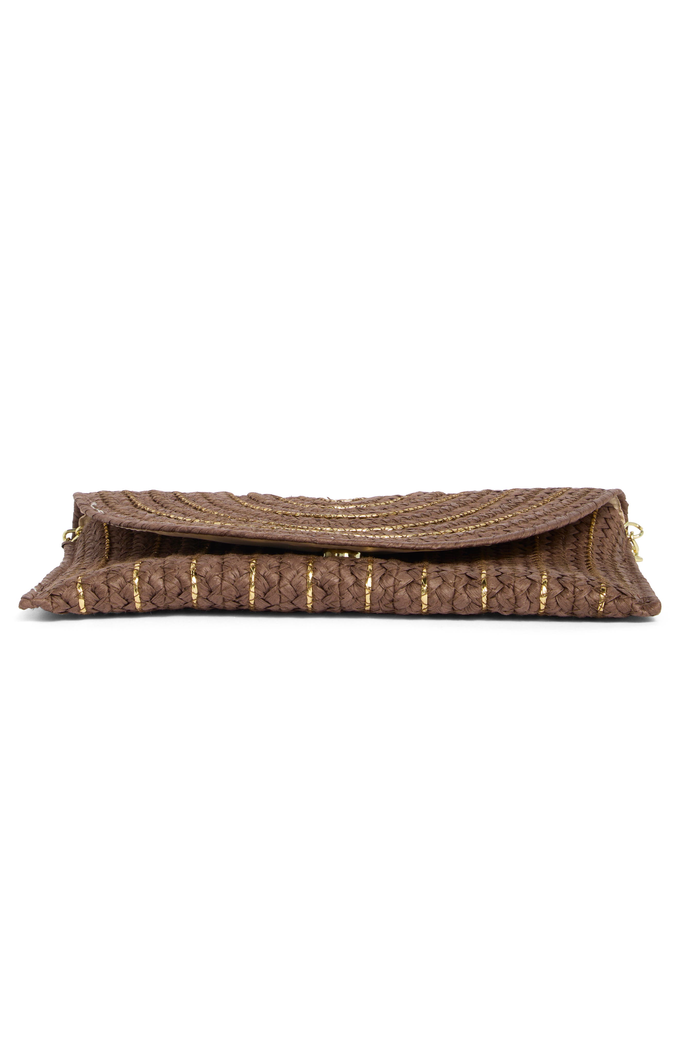 Straw Clutch, Alternate, color, CHOCOLATE GOLD