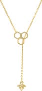 Queen Jewels Sterling Silver Honeycomb & Bee CZ Y-Drop Necklace