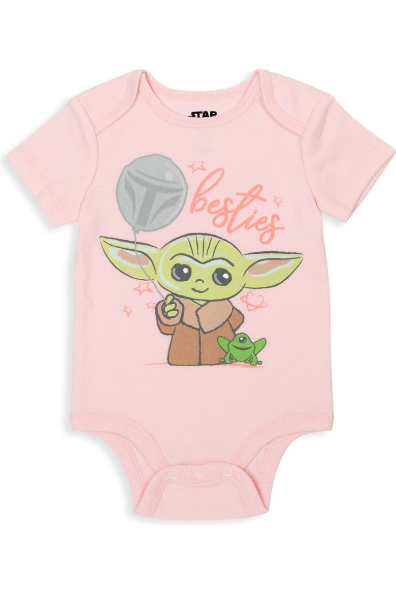 The Mandalorian Grogu Girls' 5-Pack Short Sleeve Bodysuits, Alternate, color, Pink Mint Mandalorian