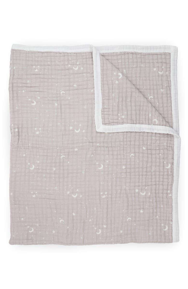 little unicorn Organic Cotton Muslin Quilted Throw, Main, color, Moon Dust