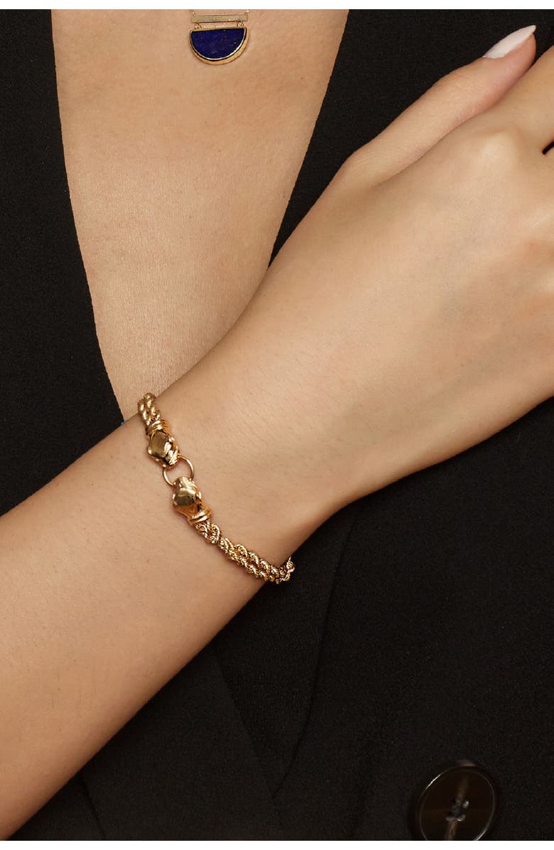 Oradina 18K Gold Rock Panther Head Bracelet, Alternate, color, 
