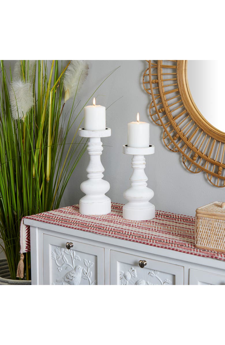 Novogratz White Wood 2-Piece Candleholder Set, Alternate, color, 