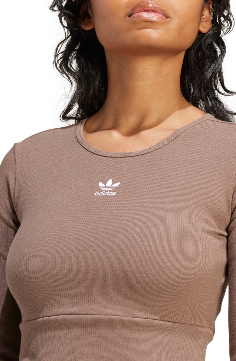adidas Crop Rib Long Sleeve T-Shirt, Alternate, color,