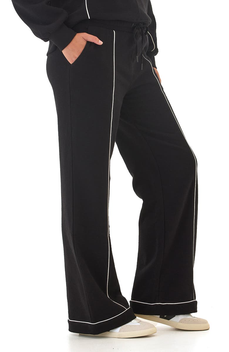Threads 4 Thought Milly Piped Wide Leg Pants, Alternate, color, Black/ White