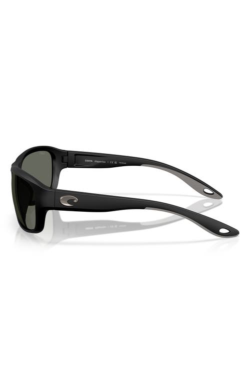 Costa Del Mar Clipperton 58mm Polarized Rectangular Sunglasses In Matte Black/gray 580g